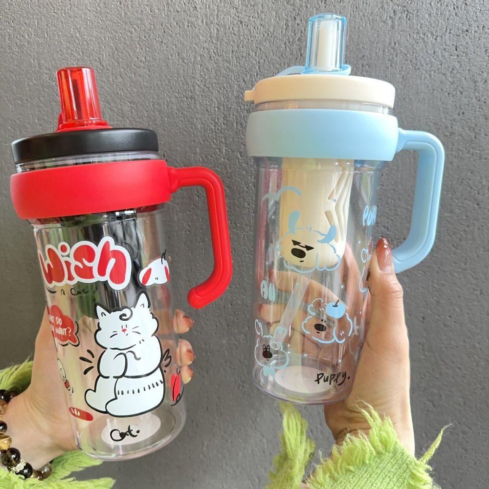 

800ml Straw Cups Plastic Drinking Bottle New Sports Water Bottle синій