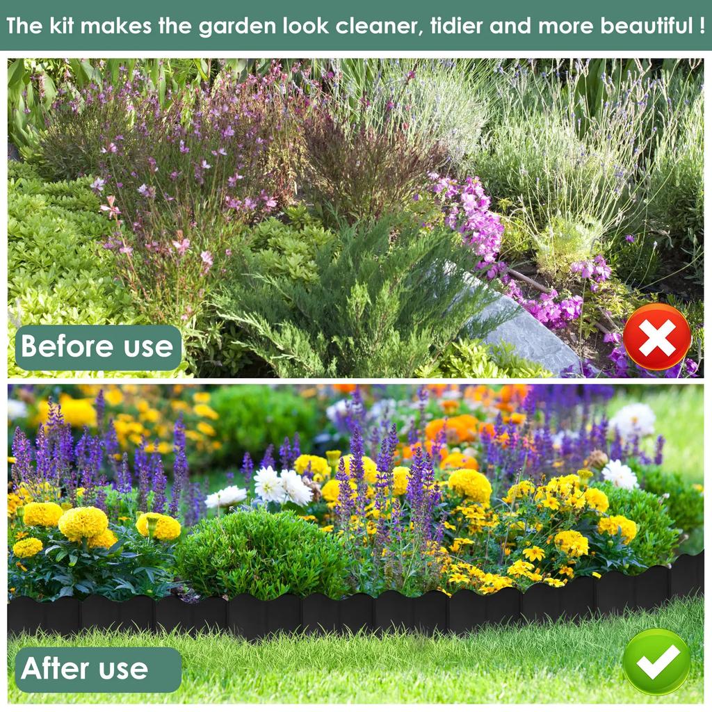 3m Gartenzaun Außenrasen Bodenkantenzaun Dekorative Begrenzung DIY Pflanzenstützstab PP-Kunststoff Hof Landschaft