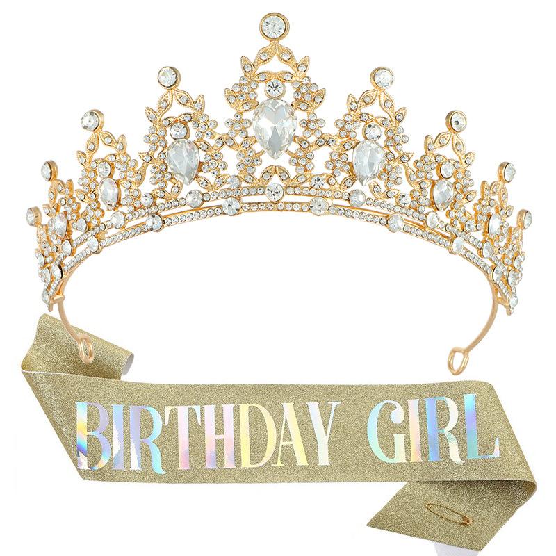 European and American Light Luxury Crystal Crown Hot Diamond Etiquette Belt Birthday Girl Birthday Party Accessories Decoration 2026