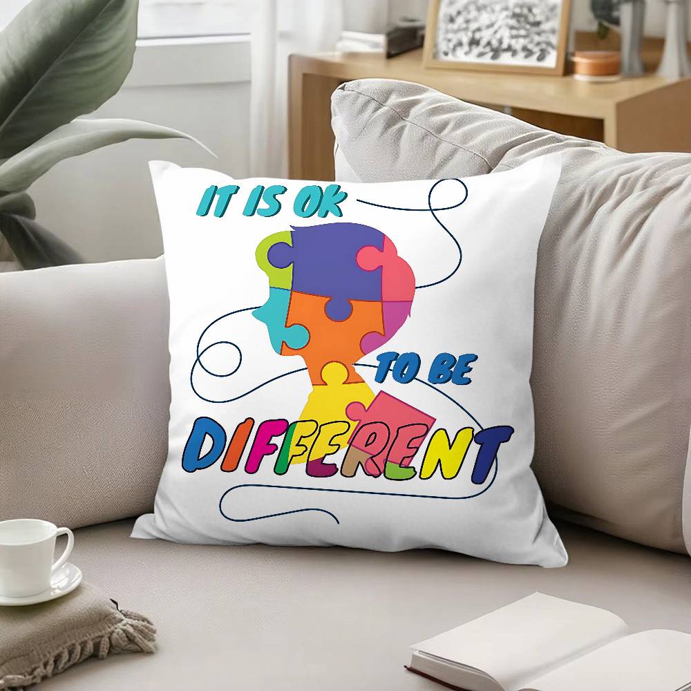 Autism Acceptanc Creative Slogan Throw Pillow Covers Pattern Cushion Cover Suitable For Sofa Bedroom Car Pillow Cover