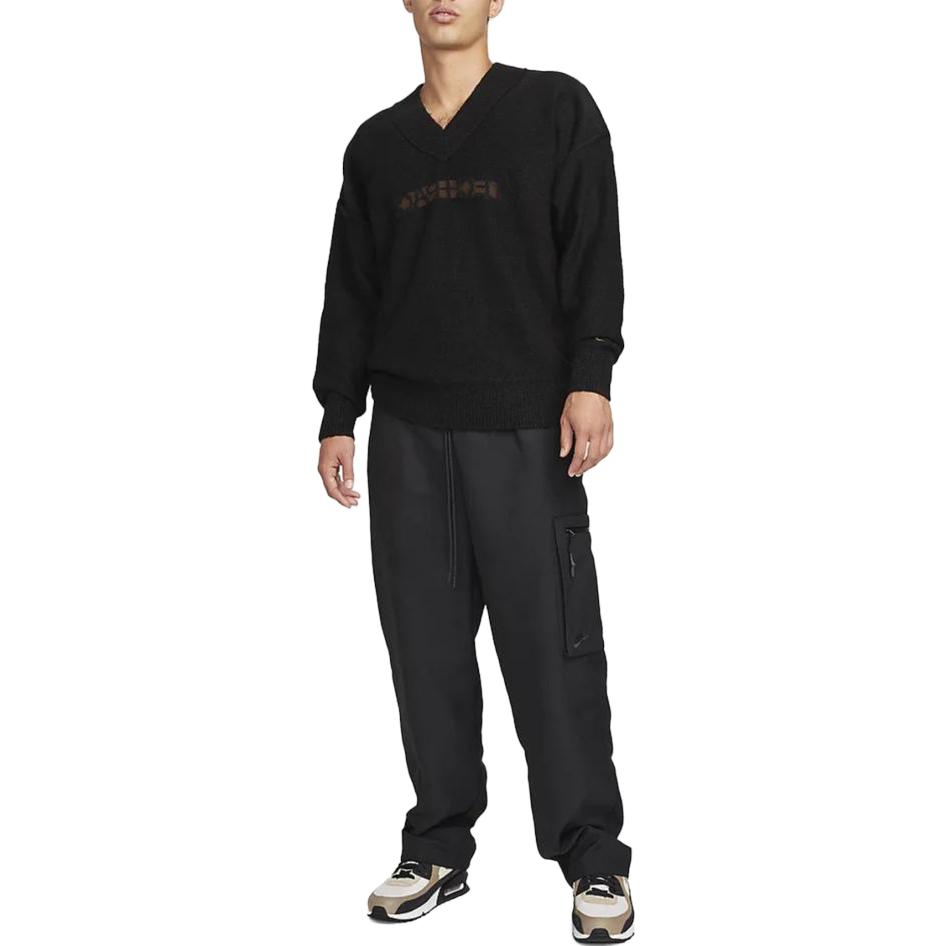 Nike Tech Pack Knit Pattern V-Neck Sweater Men Sweater Black FB7810-010