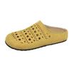 Baotou Hollow Out Fretwork Suede Leather Solid Concise Half Slippers Women Round Toe Pull on Muller Beach Shoes Females
