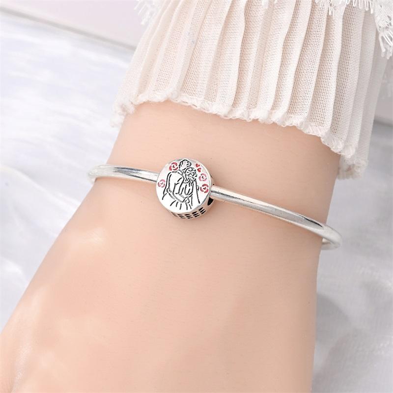 Copper Confession Of Love Pendant Couple Hugs Kisses Beads Fit Original Charm Bracelets Women Diy Jewelry Gift