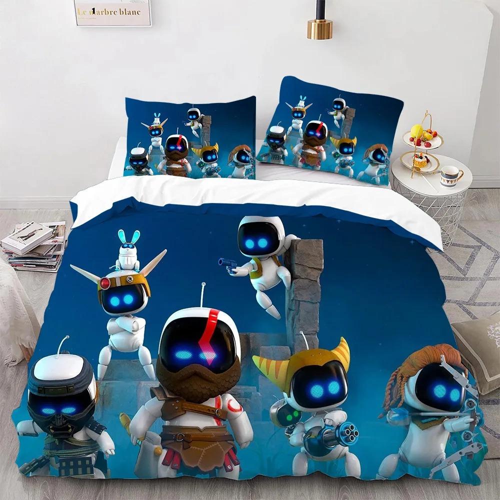 Astro Bot Cute Cartoon Bedding Set Duvet Set Single Double Bed King Size Bed Set Adult Boys Bedroom Duvet Cover Pillow Case