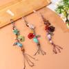 Ethnic Style Artistic Beaded Charm Keychain Vintage Flower Phone Lanyard Bag Pendant Key Hanging Decoration Gifts