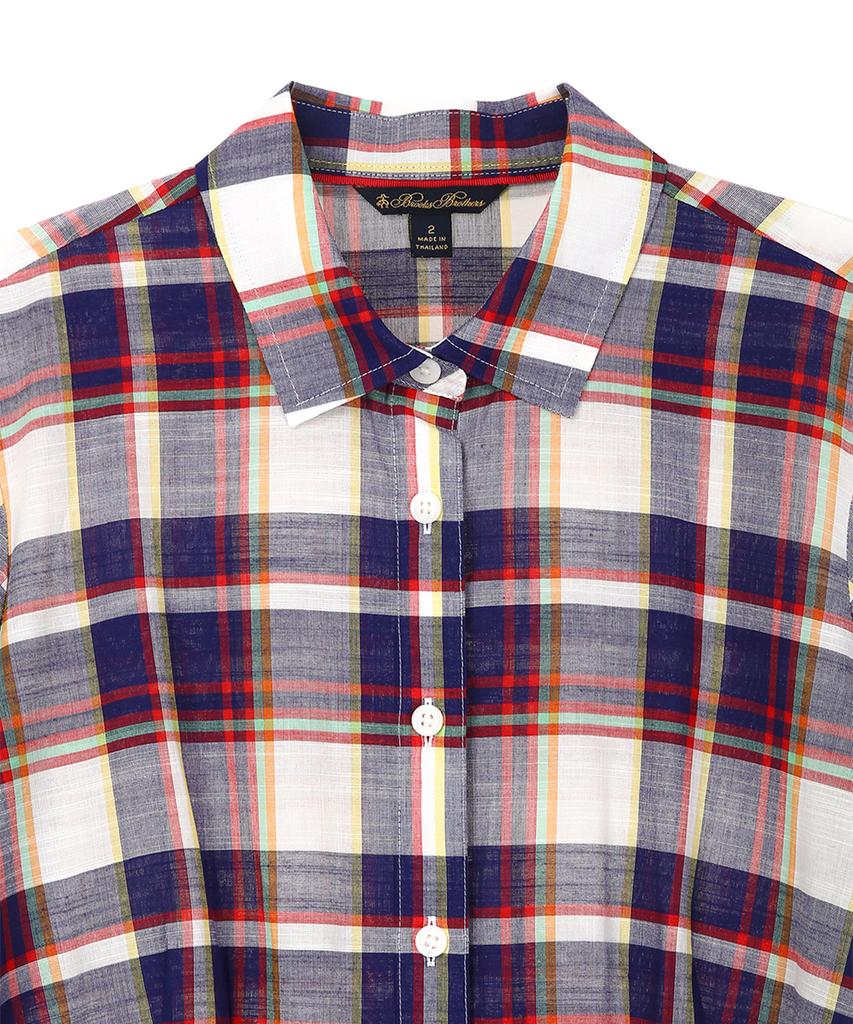 BROOKS BROTHERS Cotton Madras Shirt Dress (Multi) (Bbdzwm68227Es)
