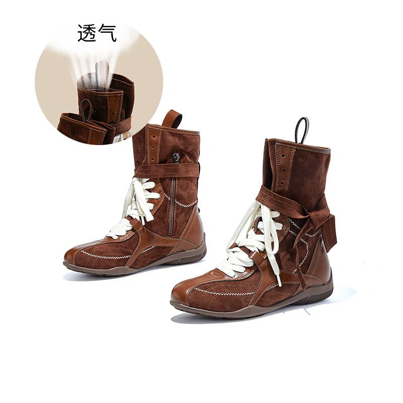 Bandage Martin Boots Women's Autumn and Winter New Retro Pair Boots Western Cowboy Boots Versatile Boots Women