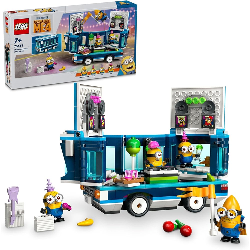 

LEGO Minions Music Party Bus Toy Building Set for Kids Age 7-9, Creative Play, Fun Gift 75581