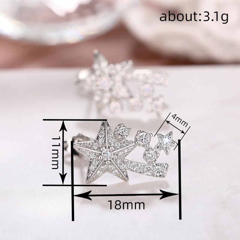 Korean version of star-shaped jewelry, popular shiny and sweet stud earrings, light luxury high-end fashion jewelry