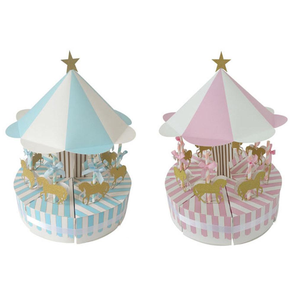 

Delicate Carousel Design Wedding Favor Boxes for Candy Chocolate Small Gifts Easy Assemble Romantic Party Packaging Blue other розовый