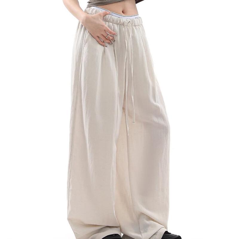 Damen Hose mit lockerem Schnitt aus Leinenmischung mit weitem Bein