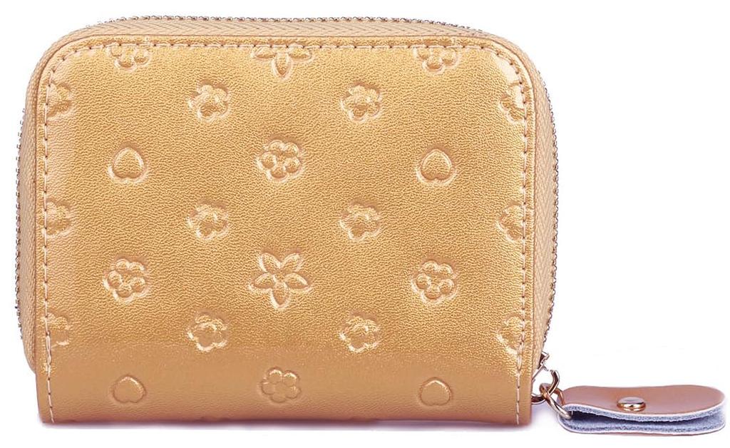 Fair Fairy Genuine Leather Women's Coin Purse with Embossed Enamel 200301 (Gold)