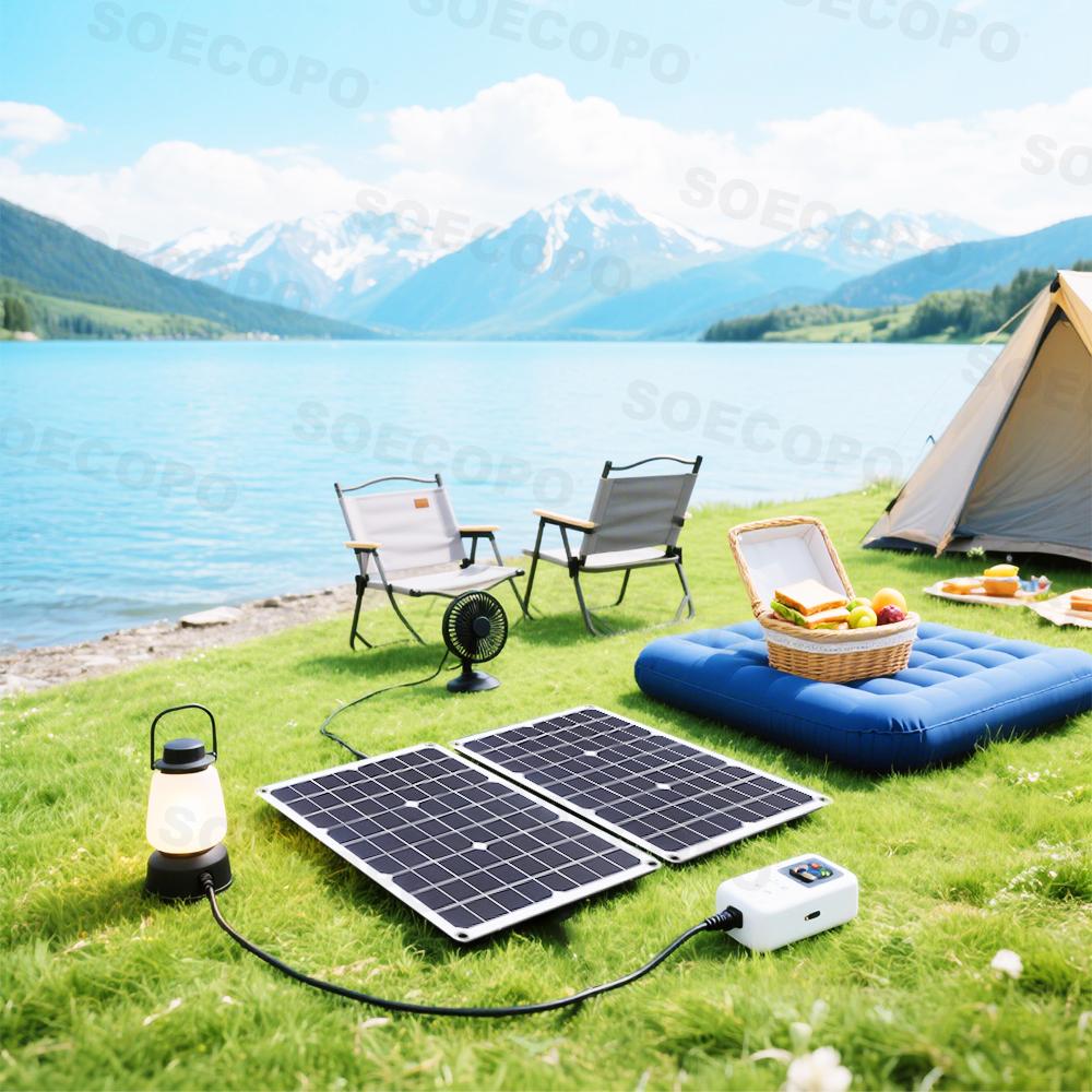 (U.S Stock ) SOECOPO Portable Solar Panel Kit 2* 18W - 500W Photovoltaic Panels for Camping Free 100A Controller USB Home Balcony 4