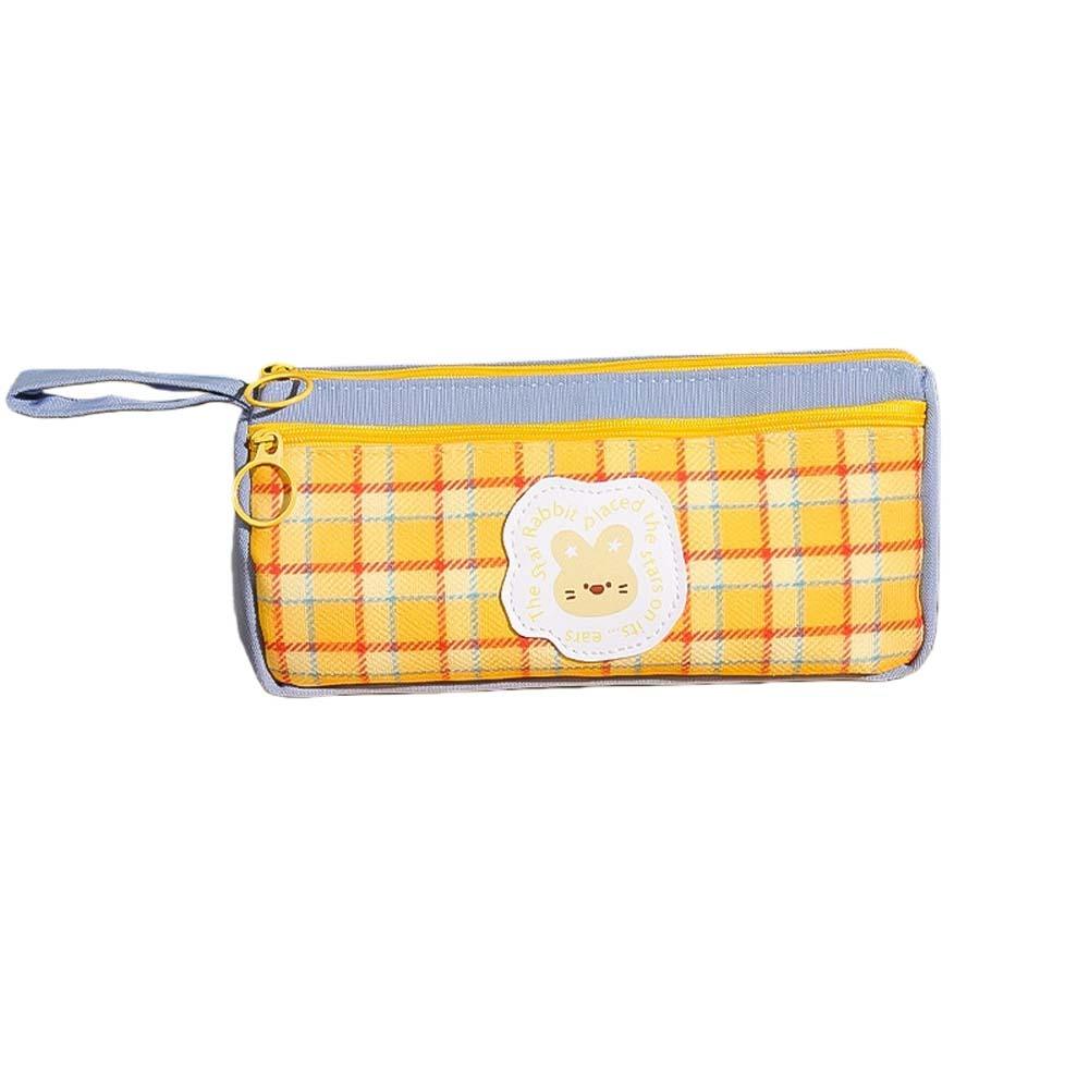Grid Pattern Retro Grid Stationery Bag Cute Animal Pencil Pouch Vintage Plaid Pen Bag  Student