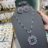 Dubai India Saudi Arabia Zircon Necklace Earrings Set Chain Bridal Wedding Dress Jewelry Ladies Jewelry