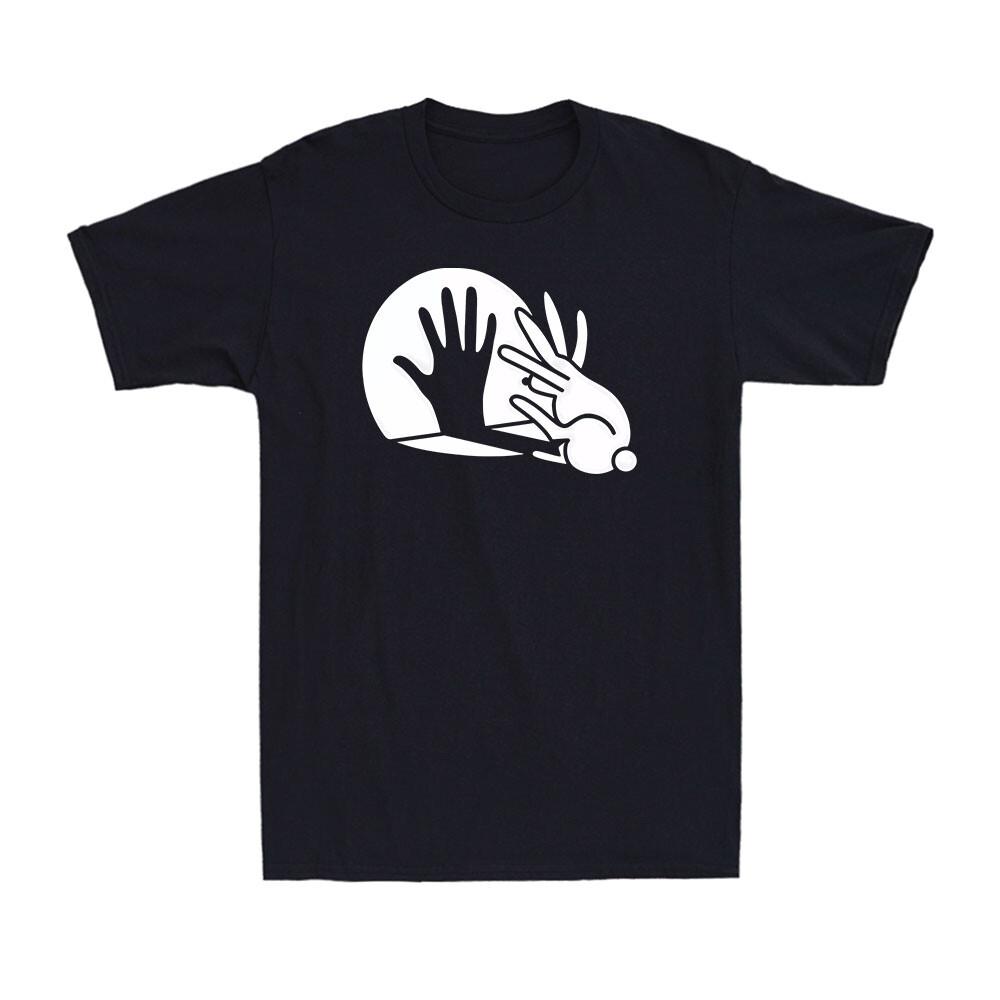 Rabbit Hand Shadow Funny Silhouette Novelty Vintage Men Cotton T-shirt T-shirt L