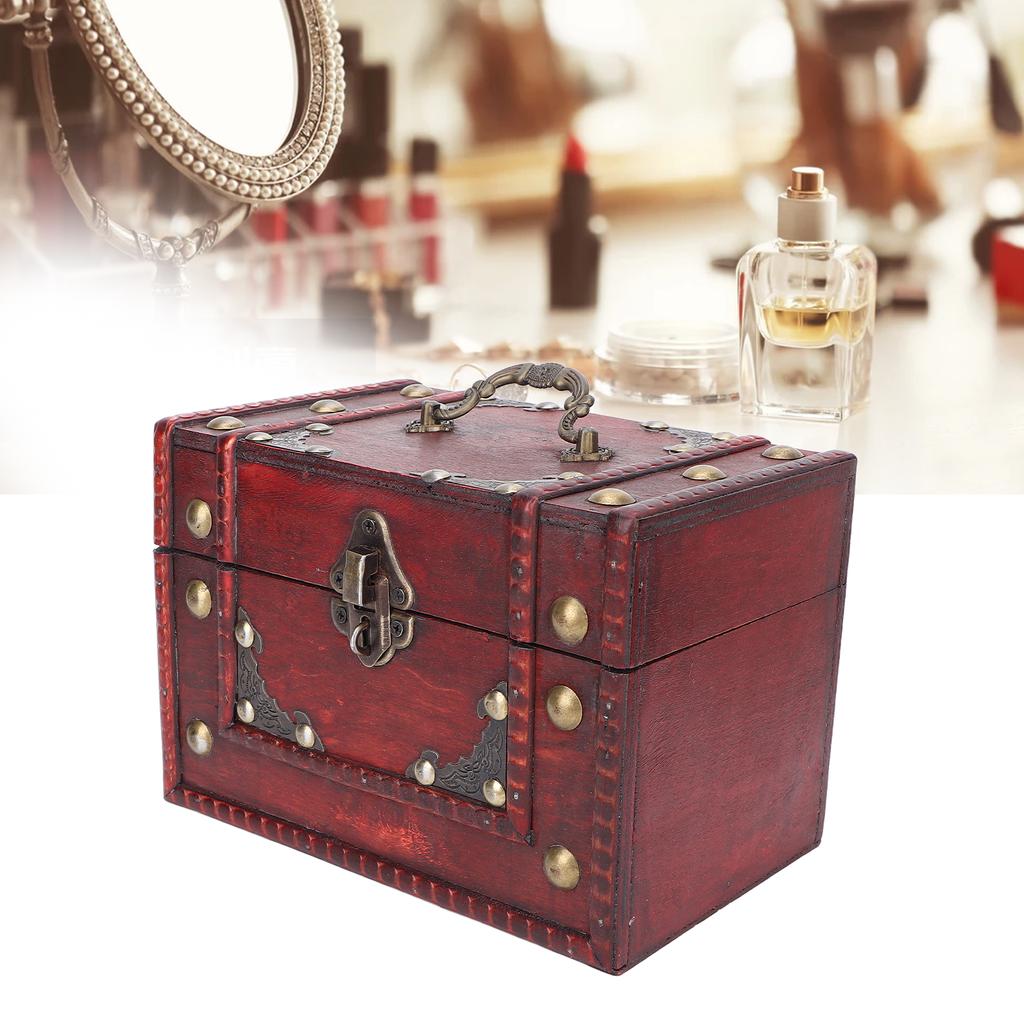 Kleine antike Mehrzweck-Schmuckschatulle aus Holz zur Aufbewahrung von Schmuck, für Geschenke, Fotosammlung, Shooting-Einrichtungsgegenstände