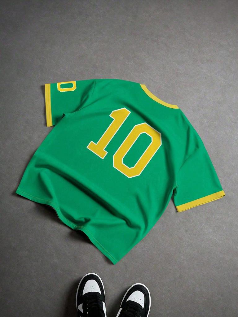 Vintage Brazil Football T-Shirt Green,Summer,Streetwear,Vacation,American BRASIL 10 Number Print Men's Women's Graphic Fashion Sports Tops