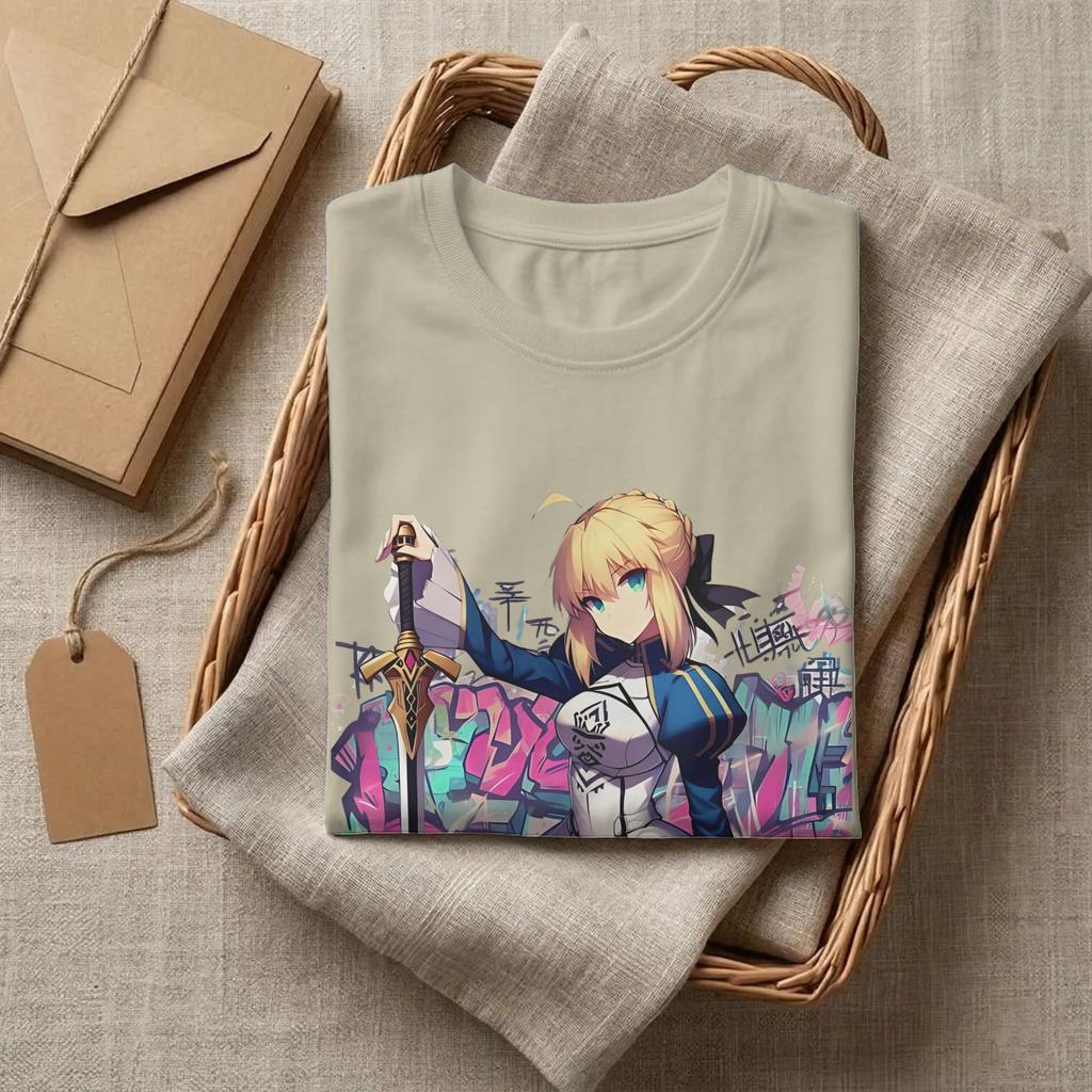 Fate Stay Night Arthur Pendragon Saber Class Tshirt Unisexs Cotton Clothing Vintage Oneck Short Sleeve