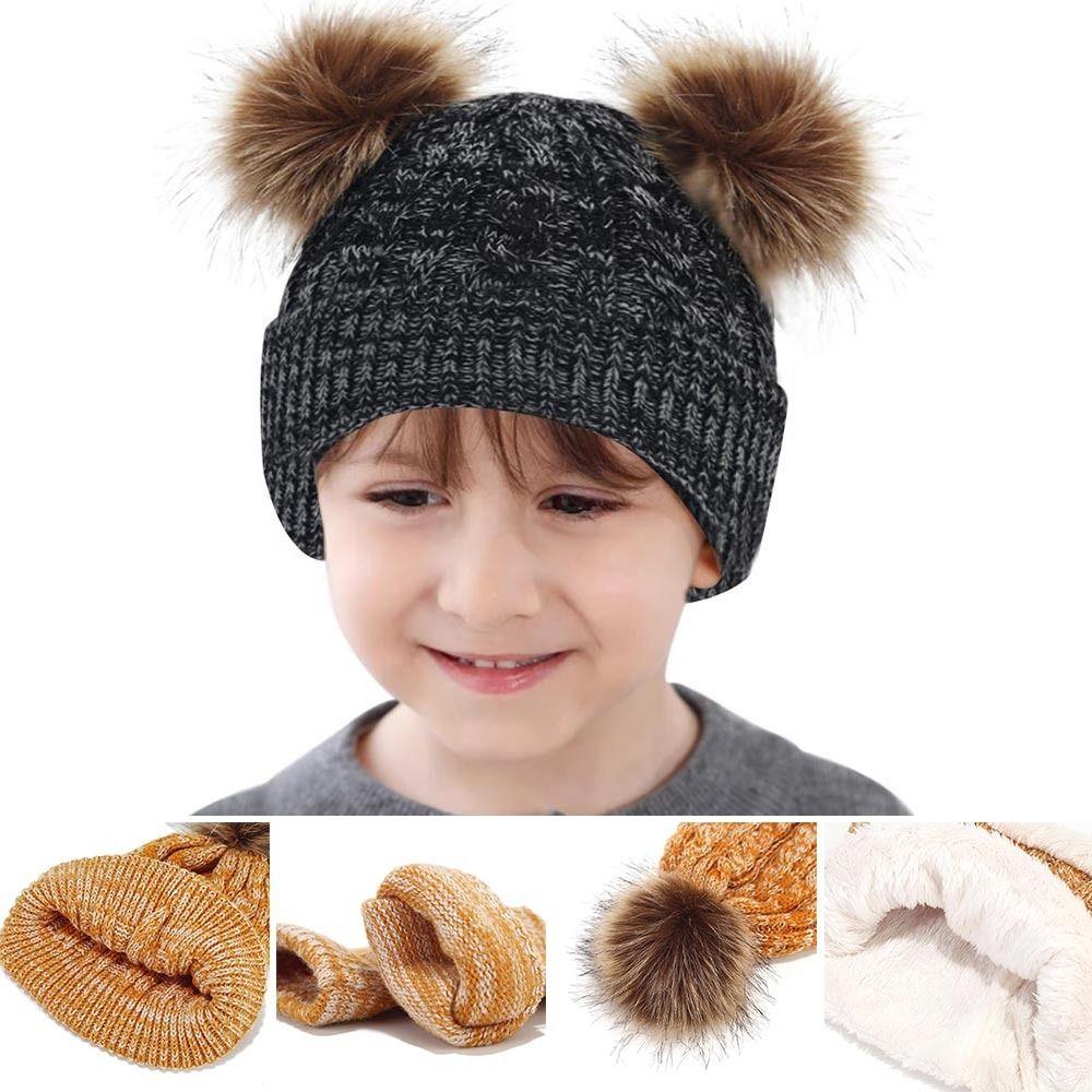 

3Pcs/set Solid Color Baby Hat Scarf Cute Knitted Hats Winter Gloves Set Kids