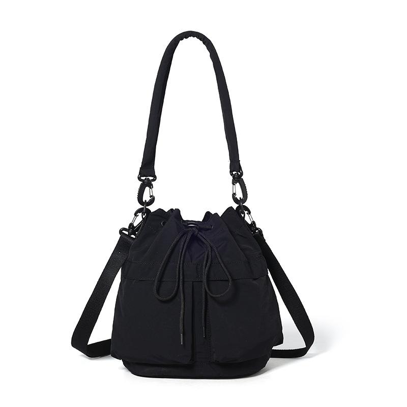 

Сумка-ведро на шнурке Легкая женская сумка через плечо Сумка большой вместимости чёрный