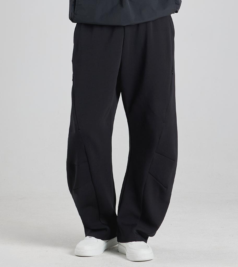Beoteunseoul Lycra Curved Elastic Waist Pants (Black)