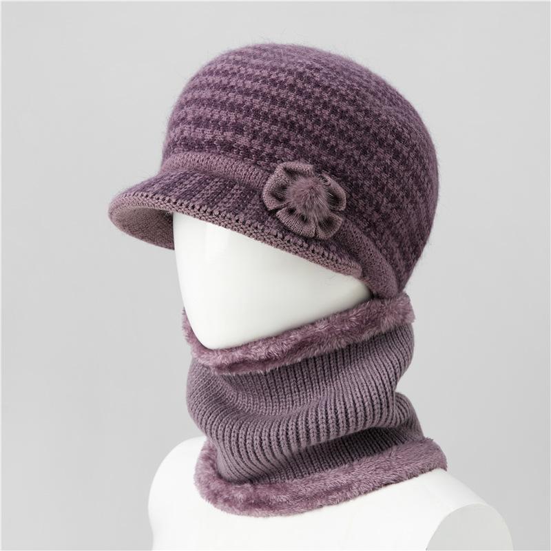 Autumn and winter hats Women's knitted hats Fleece warm wool hats Cold-proof cotton hats