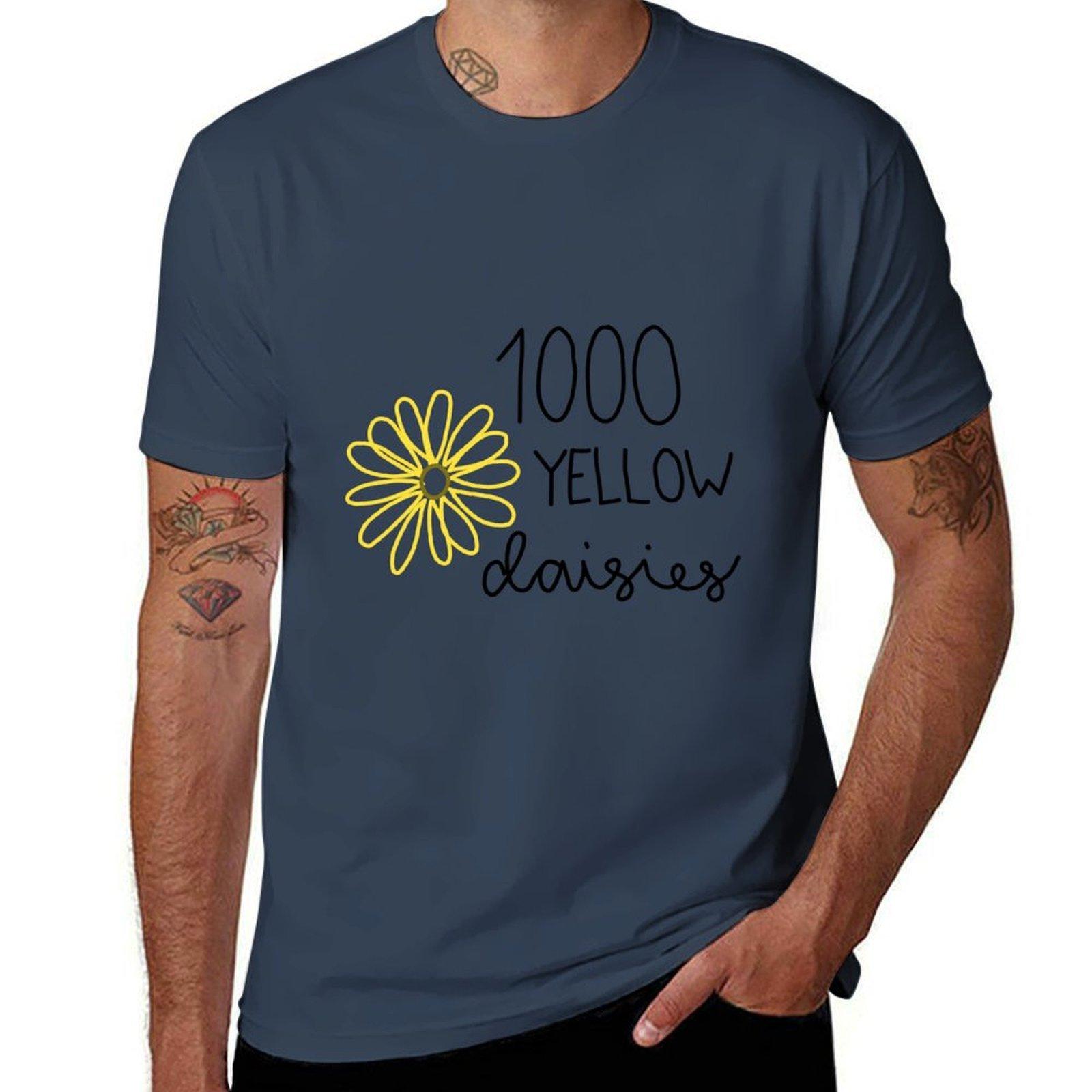 1000 yellow dasies TShirt Trendy Print Short Sleeve TShirt S