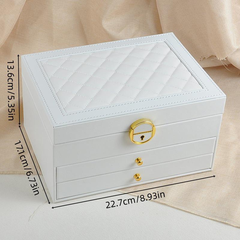 Organizator de Bijuterii Premium cu Trei Straturi cu Sertare pentru Coliere, Cercei, Accesorii și Aur - Depozitare cu Capacitate Mare