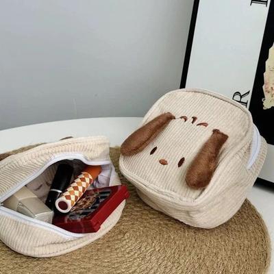 Corduroy Mini Bag Large Capacity Toiletry Pouch Sanitary Napkin Cosmetic Holder Cute Travel Organizer