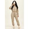Womens European Style Hooded Sweatshirt Set Fleece Lined Casual Streetwear 2-Piece