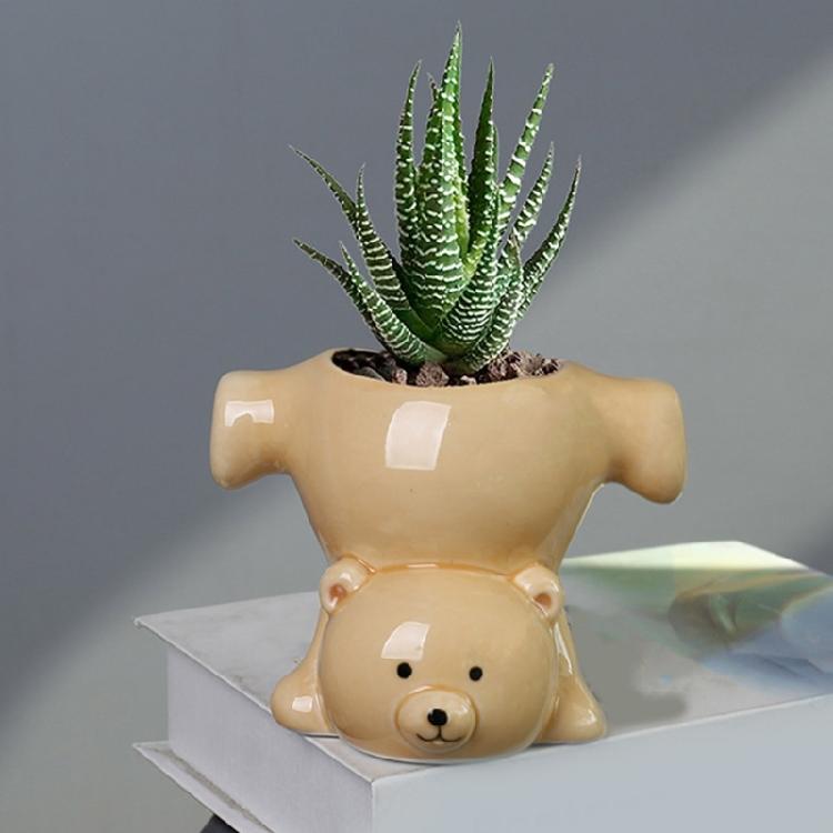 Creative Upside Down Bear Pottery Planter Indoor/Outdoor Planter Suitable For Plant And Desktop Organization