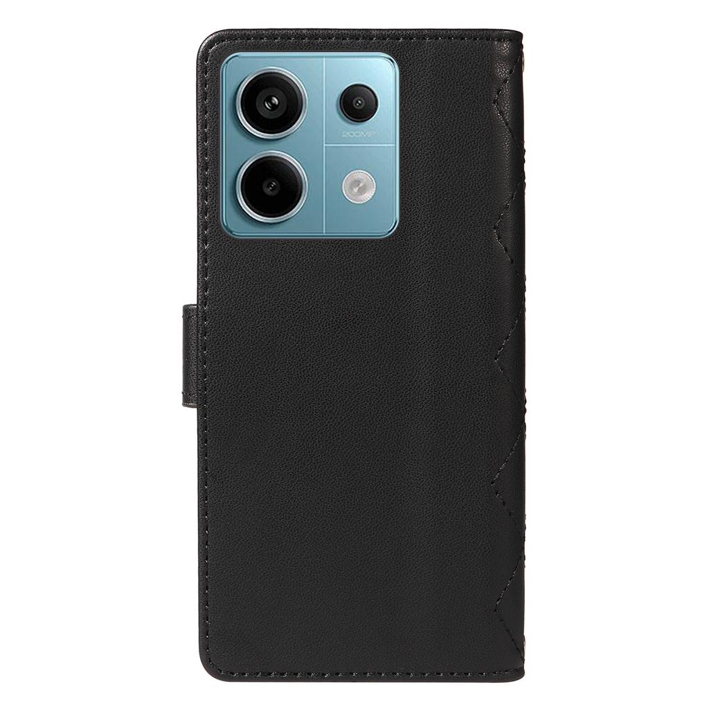 For Xiaomi Poco X6 5G/Redmi Note 13 Pro 5G Case Wallet Rhombus Leather Phone Cover with Shoulder Strap,Wrist Strap