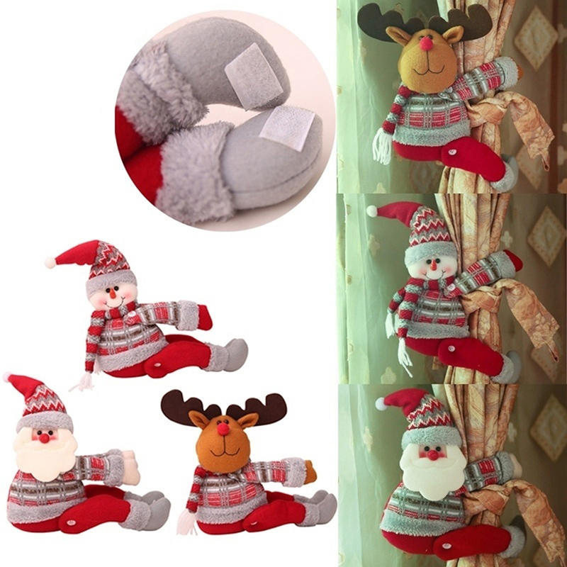 Christmas Curtain Buckle Tieback Santa Claus Elk Snowman Shape Curtain Tiebacks Curtain Fastener Buckle Christmas Home Decor