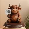 Coffee Highlands Cow Figurines Farmhouse Decors,Resins Animal Statue Table Ornament Garden Bookshelfs Decors Calf Lover