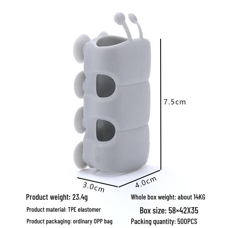 

Caterpillar No-Drill Suction Cup Shower Head Holder with Creative Card Slot Design