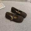 Fur Lining Women Flats Shoes Comfort Round Toe Soft Sole Shoes Outdoor Warm Short Plush Mary Jane Shoes For Autumn Winter