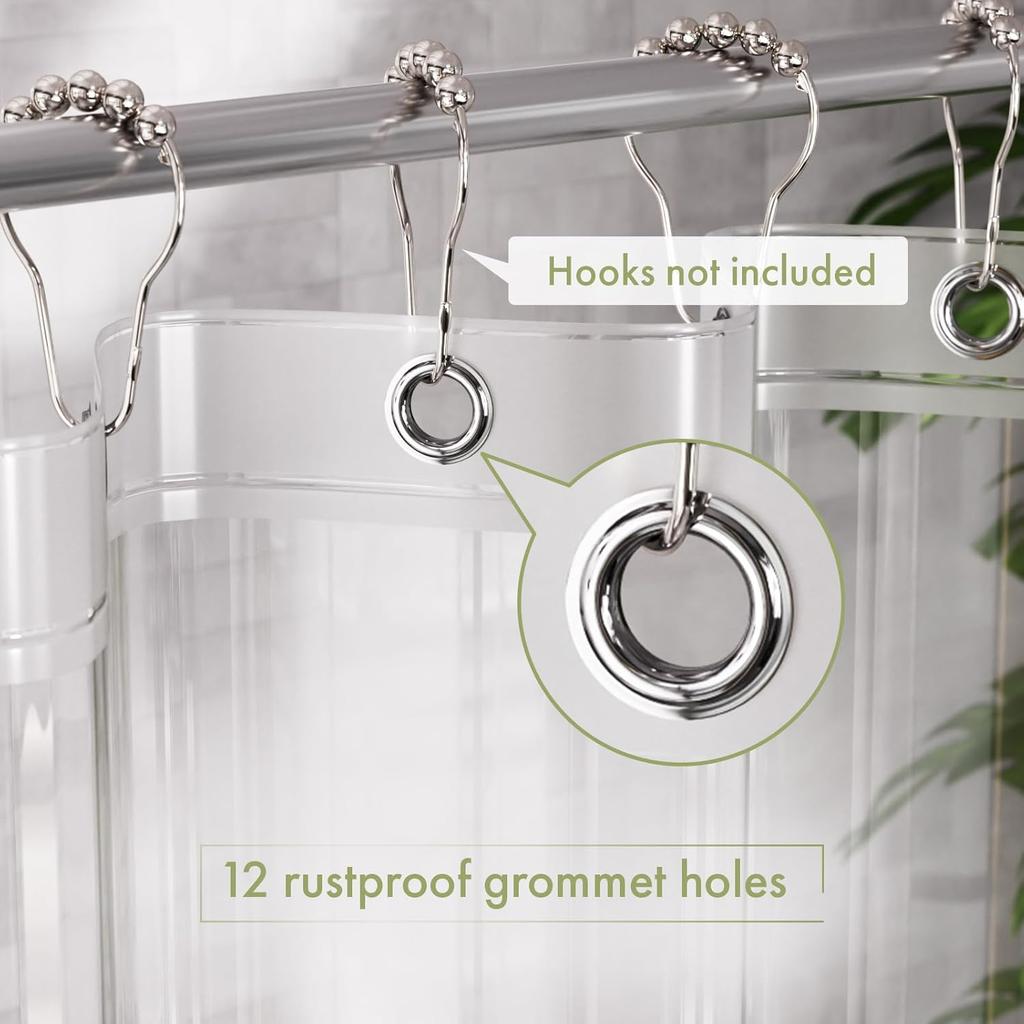 Transparenter PEVA-Duschvorhang - Wasserdicht mit Magnetgewicht, Fleckenabweisend & 12 Rostfreie Ösen