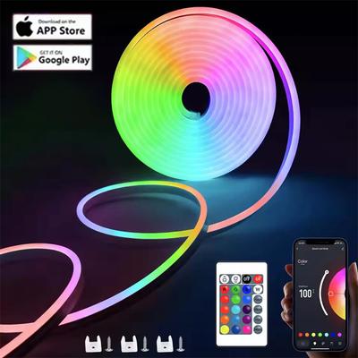 Led Neon Rope Lights App/Remote,Flexible IP68 Outdoor RGB Light Waterproof,Music Sync Gaming Strip Lamp for Bedroom Indoor