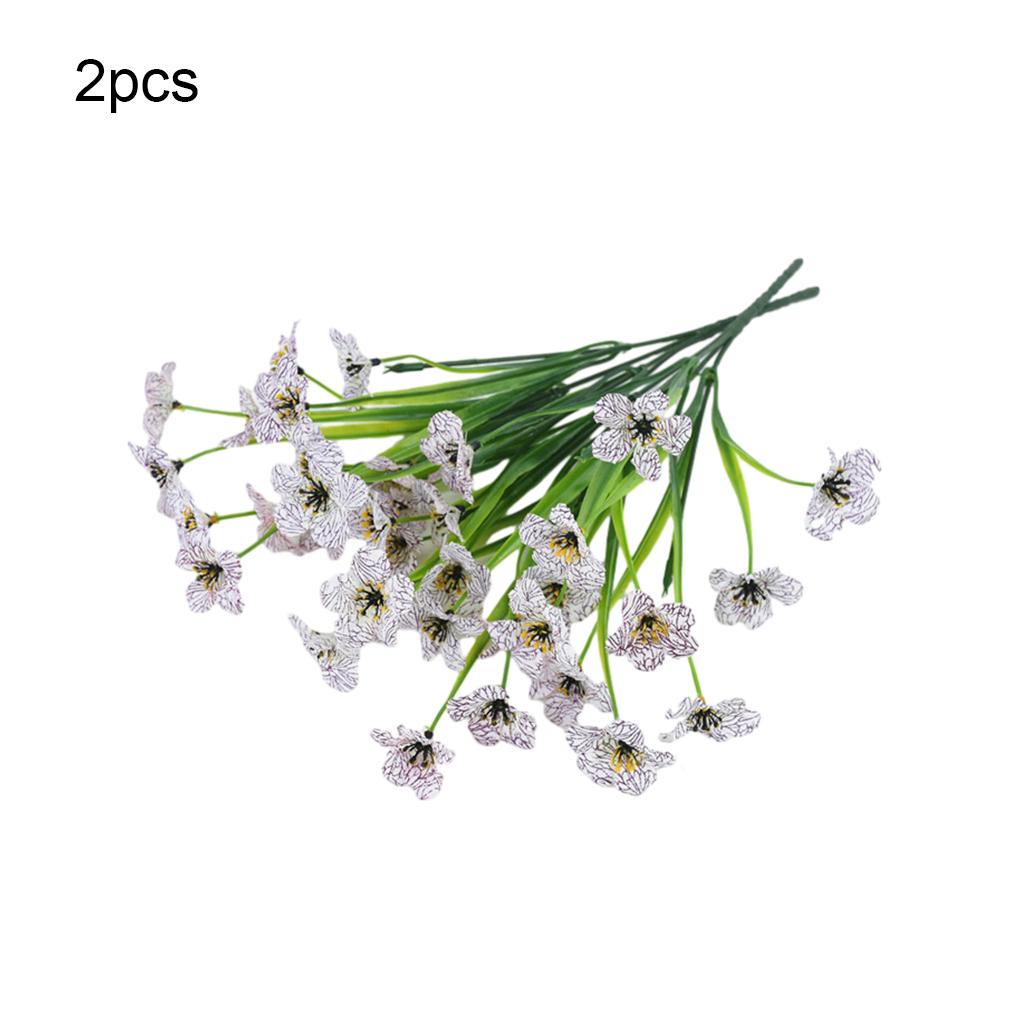 2X Plastic Garden Artificial Flowers Violet Plants Romantic Flower Bouquet Window Kitchen Table Office Pot