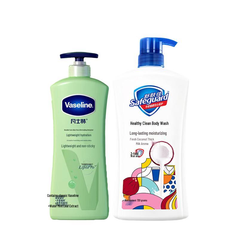 Vaseline Aloe Fresh Body Lotion & Coconut Milk Shower Gel Set