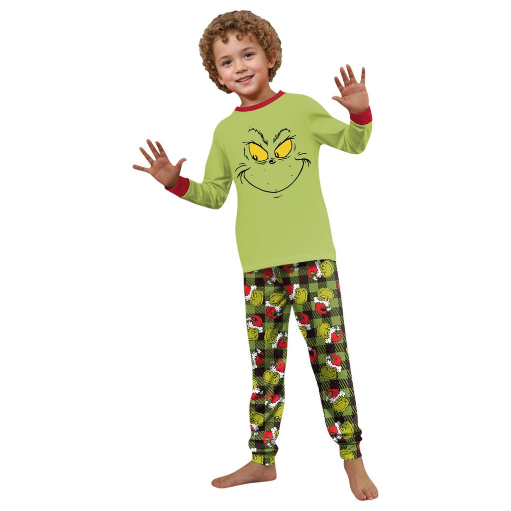 Christmas Print Cute Family Set Pajamas, Home Clothes, Family Set Long Sleeve Top Pants Set