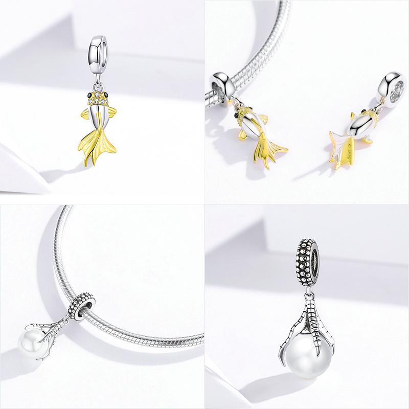 925 Sterling Silver Princess Crown Charms Heart Love Lock Feather Clear CZ Pendant Beads Fit Silver 925 Bracelet Jewelry Making