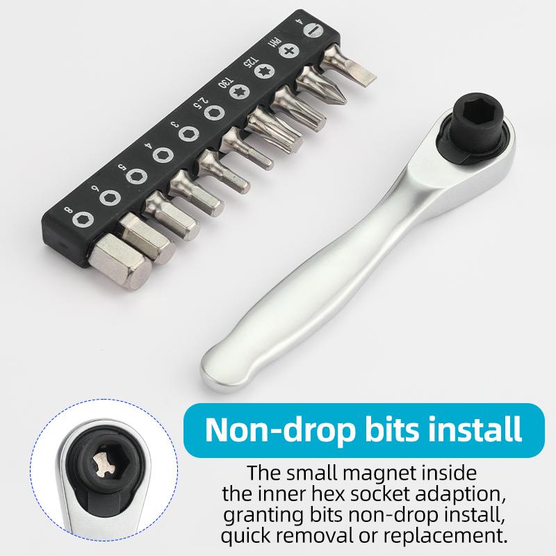Bicycle Mini Socket Ratchet Wrench 72-tooth Double Ended Optional Screwdriver Hex Torque Spanner Car &Bike Quick Repair Tool