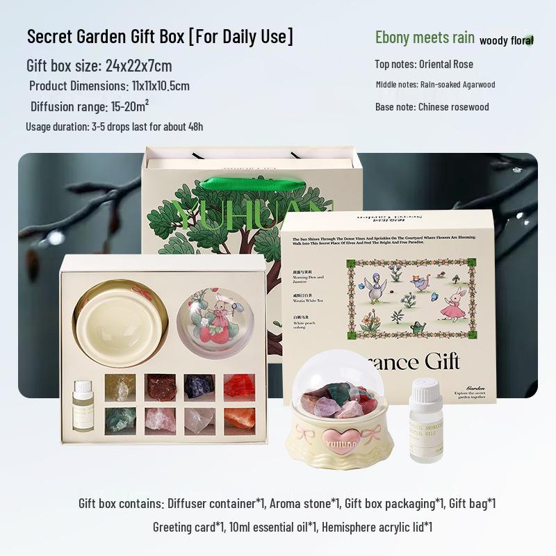 Aroma Diffuser Stone Gift Box for Girls - Crystal Ornament with Essential Oil Fragrance, Long-lasting Light Scent