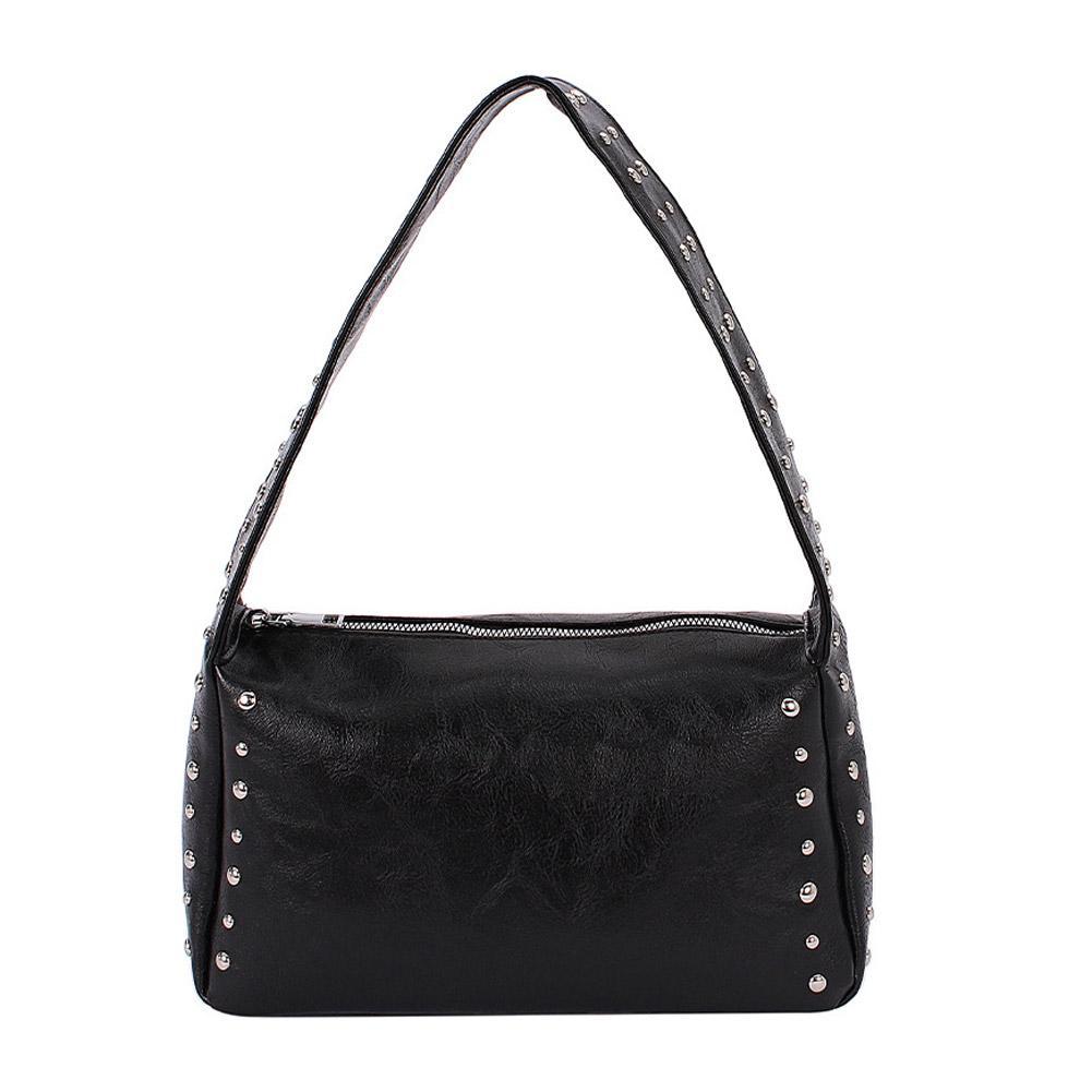 

Retro Rivets Single-shoulder bag Fashion Large capacity Women s Hand-held Underarm pouch Dumplings wrapped Commuting bag