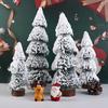 Tower Shaped Mini Snow Pine Tree Stable Mini Christmas Tree Creative Flocked Cedar Tree  Party