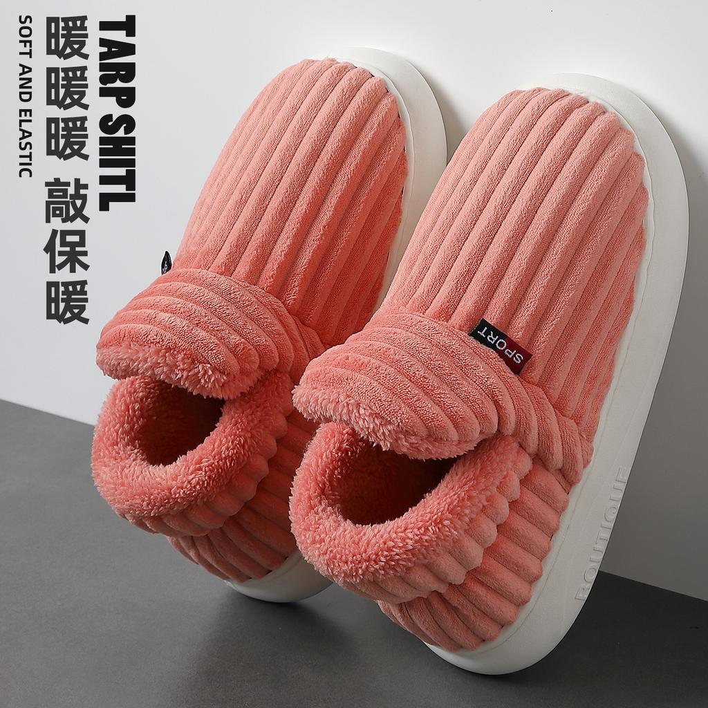 Bag heel cotton slippers winter large size indoor home household plush plush warm winter cotton shoes winter