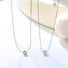 Simple Round White Diamond Pendant Necklace Elegant Versatile Collarbone Chain Jewelry For Women