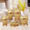 Resin Bathroom Set Toiletries Bathroom 5-piece Set with Rectangular Tray Lotion Bottle Toothbrush Holder Mouth Cup Soap Dish